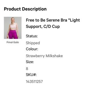 Lululemon Free to Be Serene Bra